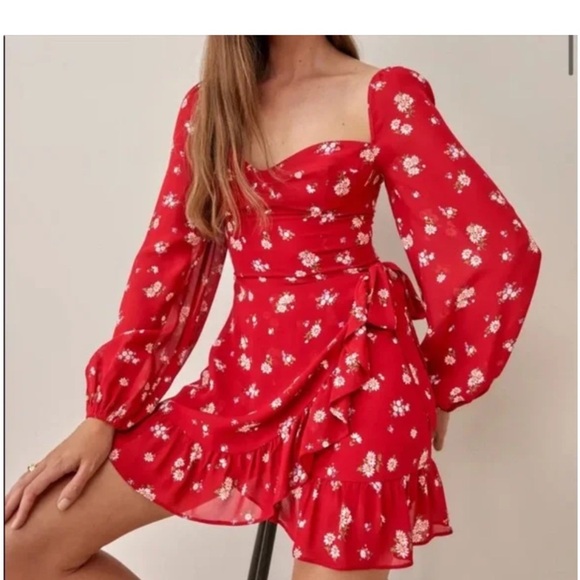 Reformation Cammi Faux Wrap Dress in Cassia Size 0 - Picture 1 of 6